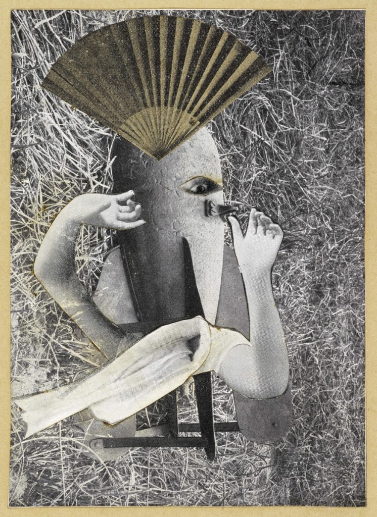 Max Ernst: Die chinesische Nachtigall / Le rossignol chinois, 1920. Collage und Tusche auf Papier, 15,5 x 9 cm. Musée de Grenoble © VG Bild-Kunst, Bonn 2024