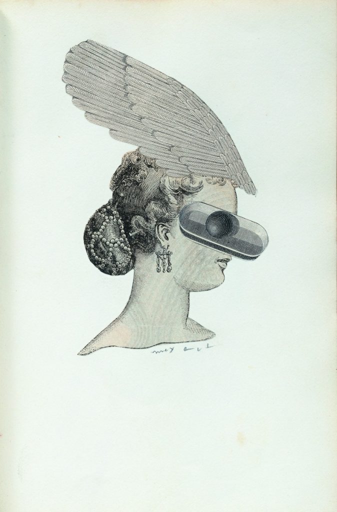Max Ernst: Das Innere der Sicht 3 / A l’intérieur de la vue 3, aus: Paul Éluard : A l’intérieur de la vue. 8 Poèmes visibles, 1931/1947. Collage, 22,3 x 15,5 cm. Sammlung Würth © VG Bild-Kunst, Bonn 2024