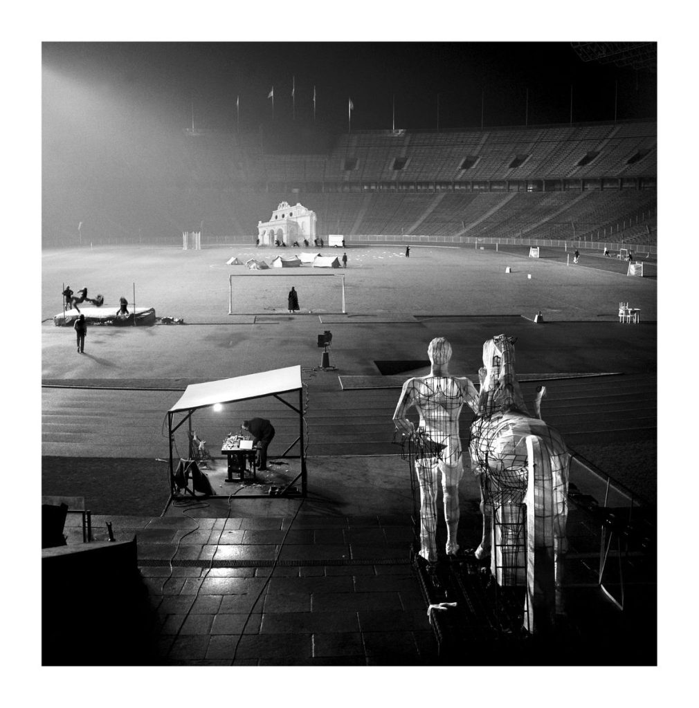 Winterreise im Olympiastadion, Olympiastadion Berlin 1977, Textfragmente aus Friedrich Hölderlin: Hyperion, Regie: Klaus Michael Grüber, Bühne: Antonio Recalcati, © Ruth Walz